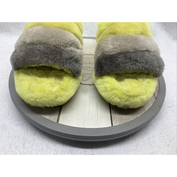 UGG Fluff Yeah Slides Sheepskin Slippers Sulfur Multi Yellow Women's US 6 - Picture 6 of 13